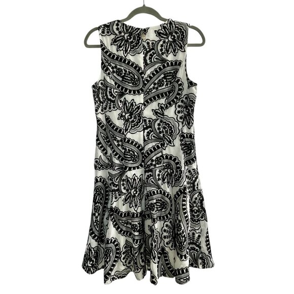 Tommy Hilfiger Embroidered Fit & Flare Midi Dress 10 | Black White A-Line Lined - Picture 4 of 16